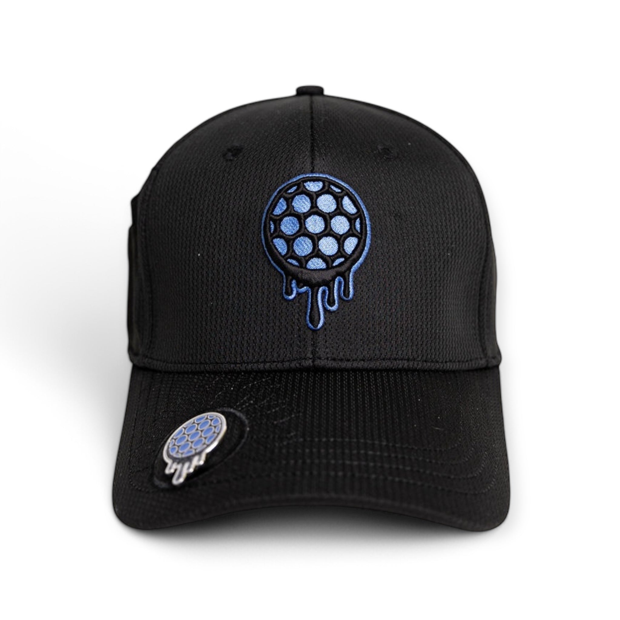 Purple and black cap with a colorful sunflower logo on the front.