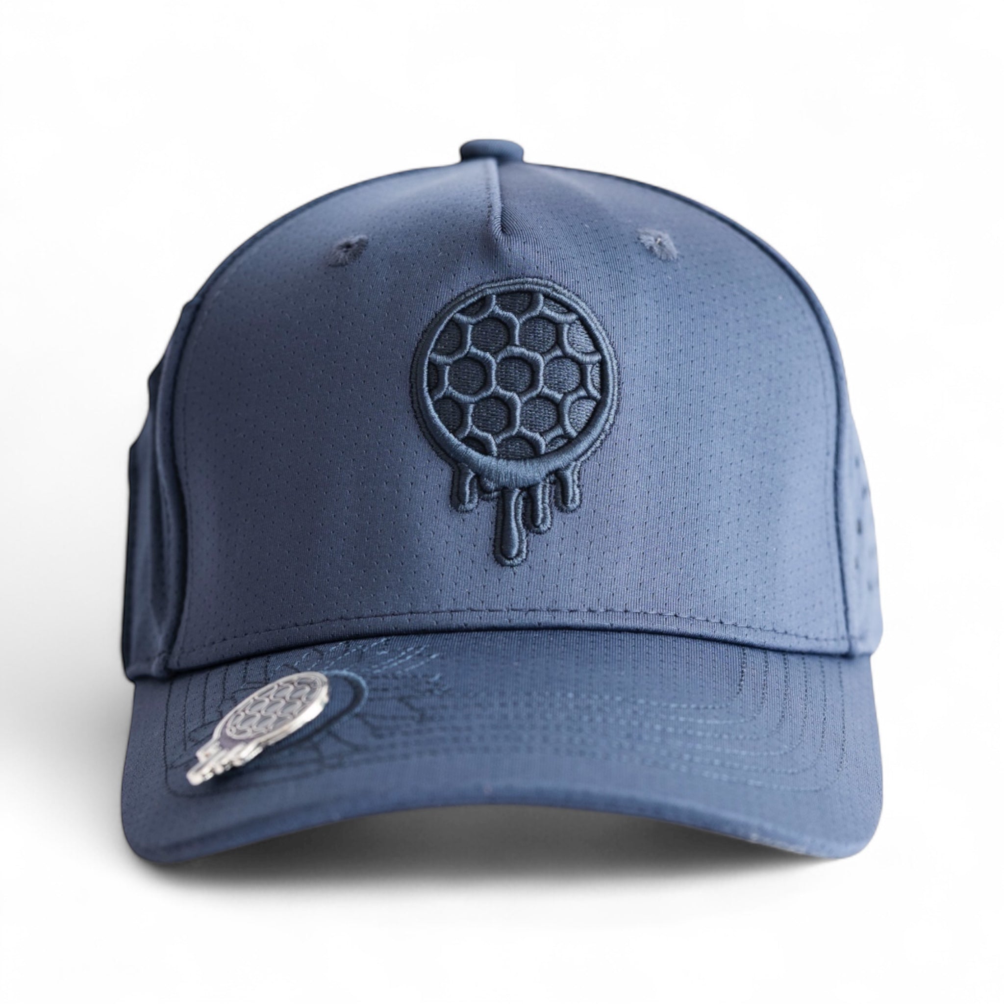 Purple and black cap with a colorful sunflower logo on the front.