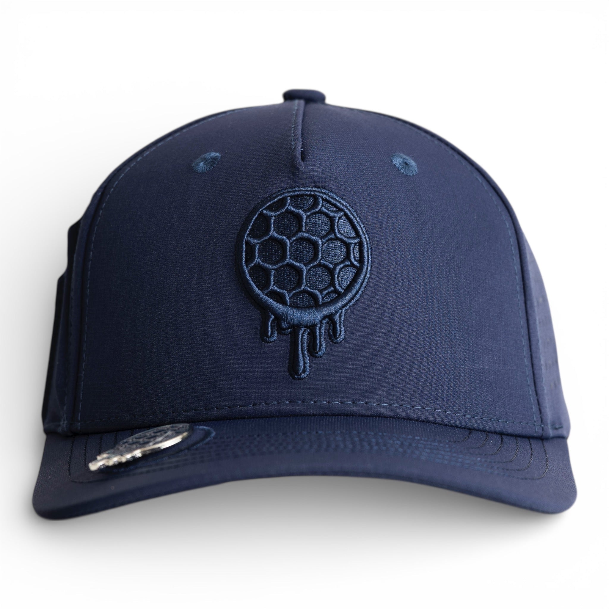 Purple and black cap with a colorful sunflower logo on the front.